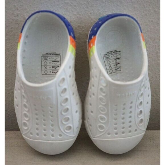Native Toddler Kids Sz C4 White Jefferson Sugarlite Block Slip-On Shoes - Picture 2 of 10
